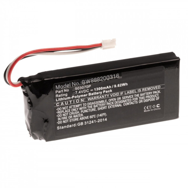 Batterij voor JBL Voyager, als 503070P, Li-Polymer, 7,4 V, 1300 mAh